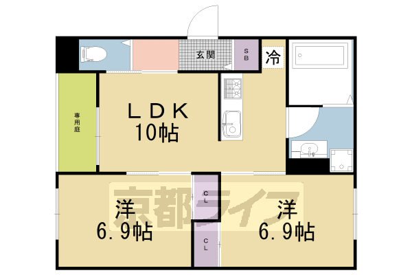 京都市上京区近衛殿北口町のアパートの間取り