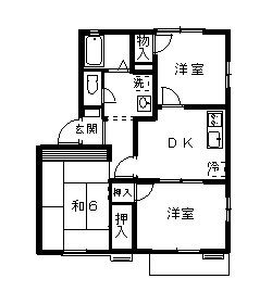 深谷市国済寺町のアパートの間取り