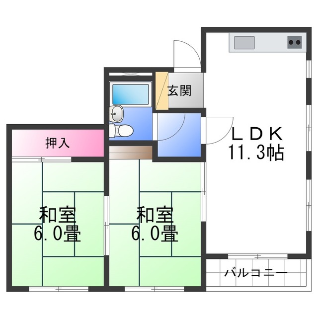 岸和田市堺町のマンションの間取り