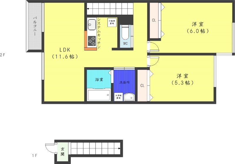 【札幌市中央区南十七条西のアパートの間取り】