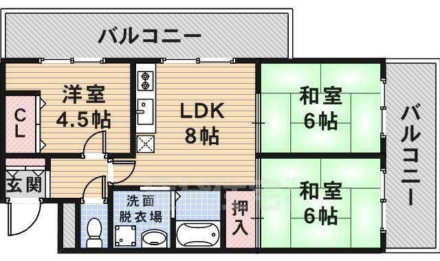 池田市緑丘のマンションの間取り