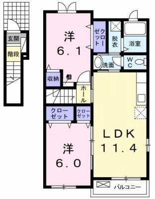 館山市上真倉のアパートの間取り