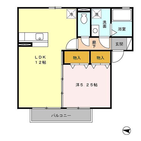 メルベーユ富の原　F棟の間取り