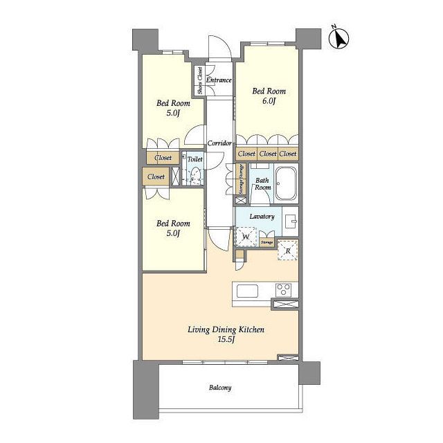 【世田谷区中町のマンションの間取り】