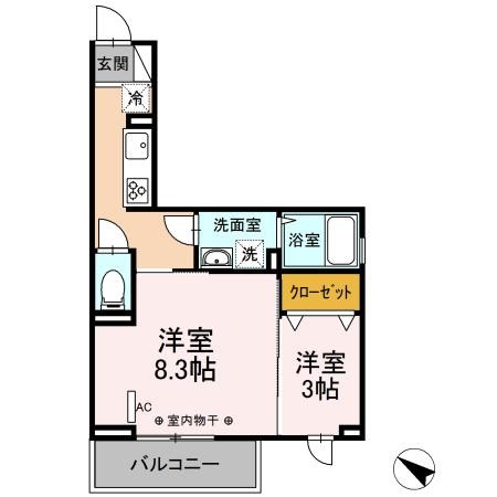 相模原市南区旭町のアパートの間取り