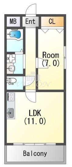 大阪市中央区瓦屋町のマンションの間取り