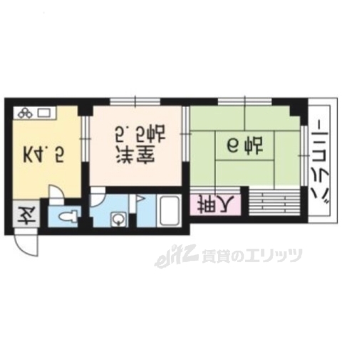 京都市北区紫竹北大門町のマンションの間取り