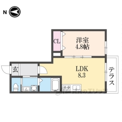 【四條畷市南野のアパートの間取り】