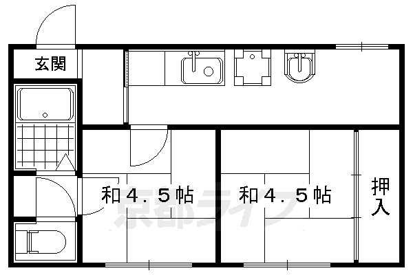 京都市右京区嵯峨天龍寺若宮町のマンションの間取り