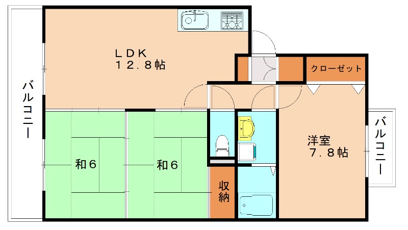 宗像市田熊のマンションの間取り