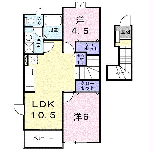 岩国市周東町上久原のアパートの間取り