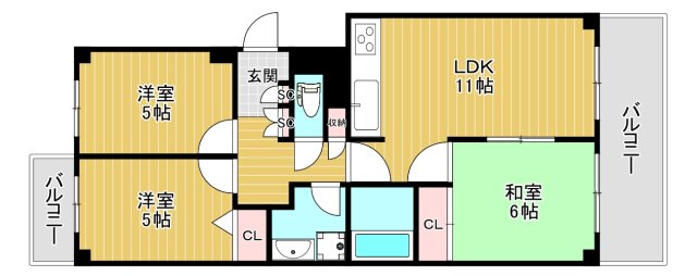 千舟ビューハイツの間取り