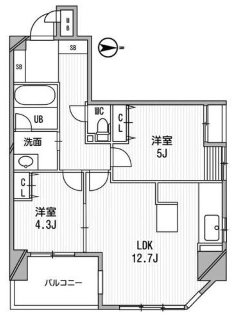 大阪市西区北堀江のマンションの間取り