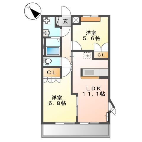 武蔵村山市伊奈平のアパートの間取り