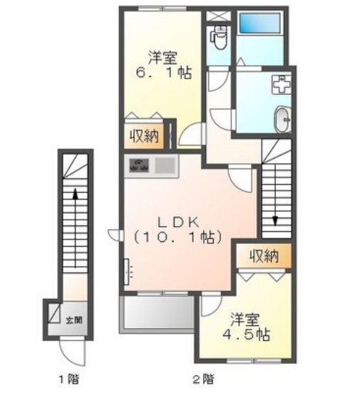 さいたま市岩槻区大字上野のアパートの間取り