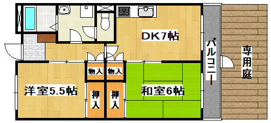 加古川市別府町別府のマンションの間取り