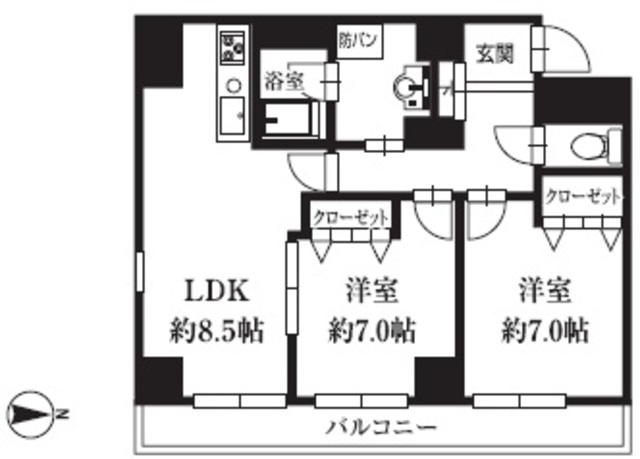 【中央区新富のマンションの間取り】