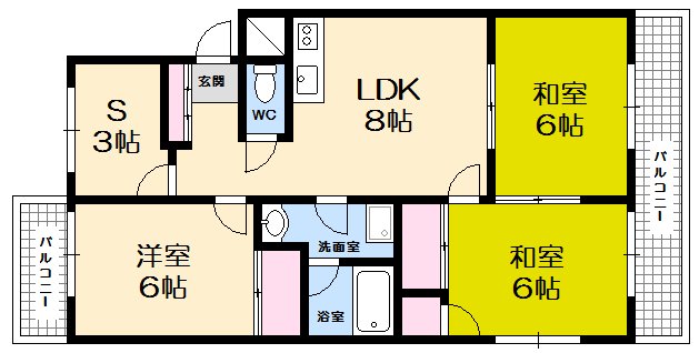 広島市西区庚午中のマンションの間取り