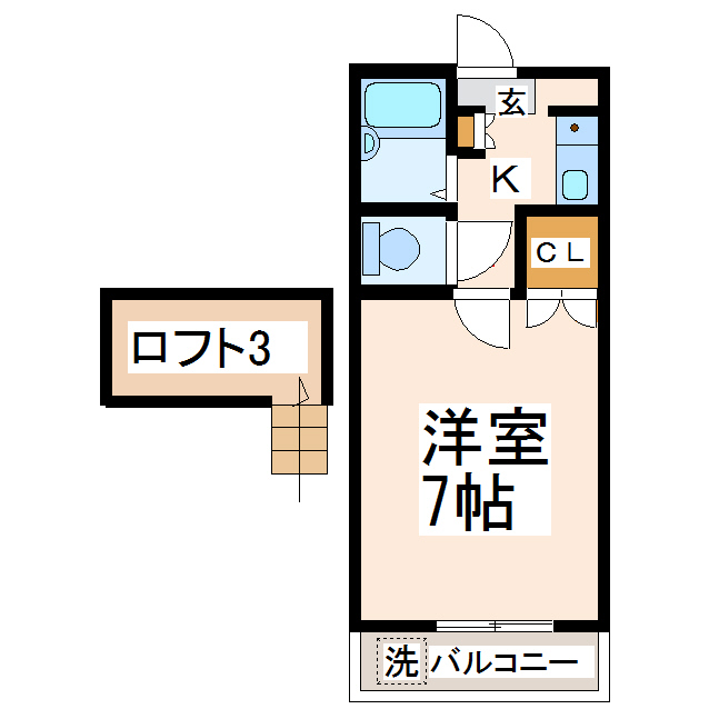 熊本市中央区帯山のアパートの間取り