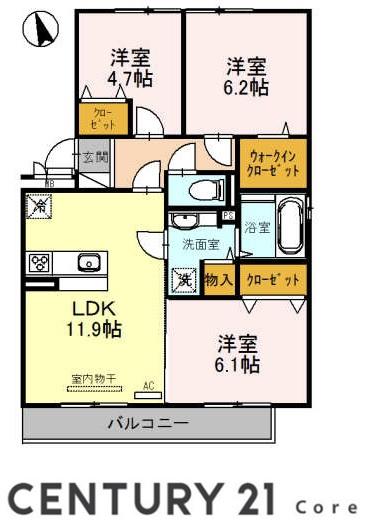 セジュール　ヨーコン　野洲市小篠原の間取り