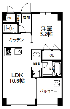 岡山市北区清輝橋のマンションの間取り