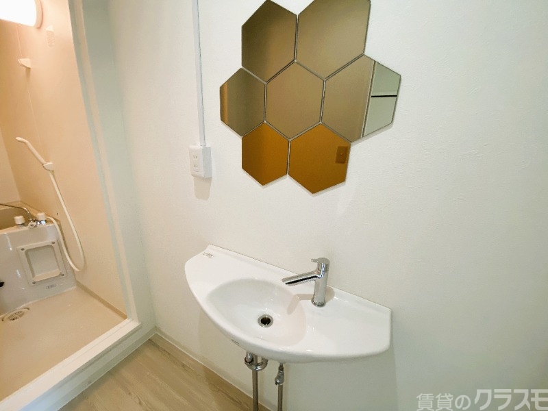 洗面設備　洗面には鏡ありです！