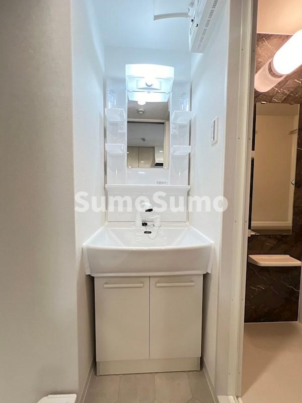 洗面設備　スペースが確保できる洗面所です