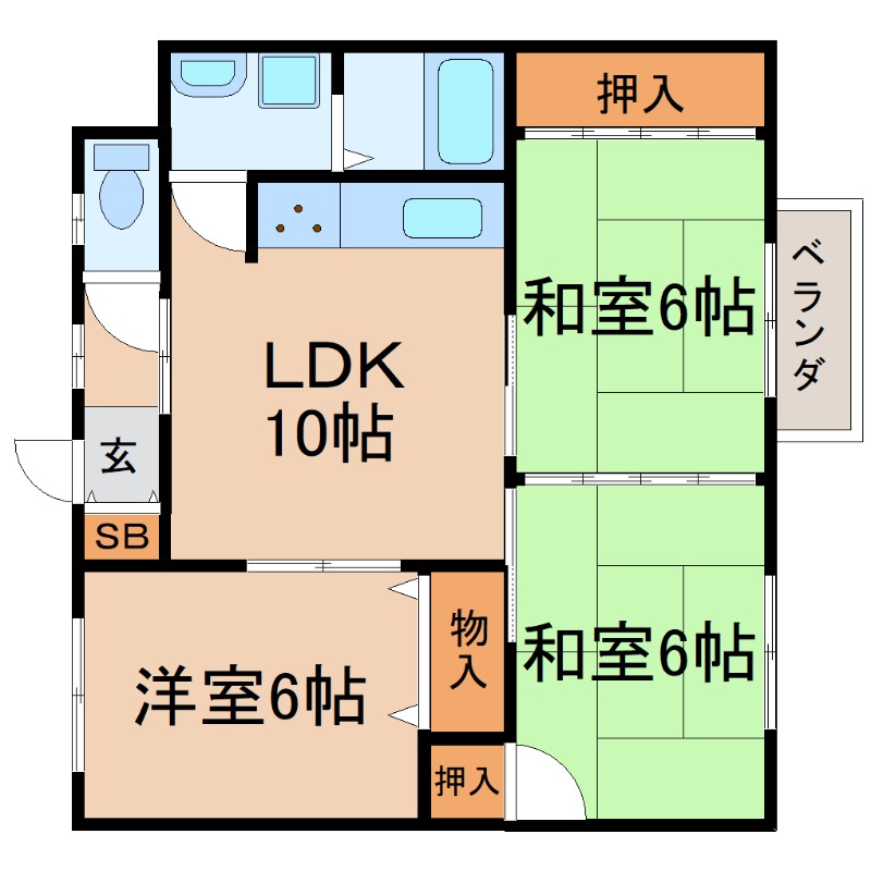ＪＲ東海道本線 甲子園口駅 徒歩10分 3階建 築36年の間取り写真