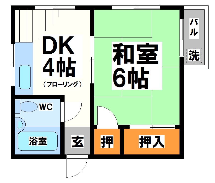 京王線 柴崎駅 徒歩7分 4階建 築41年の間取り写真