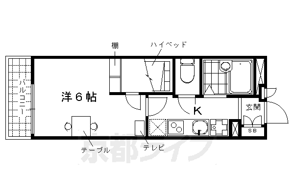 京都市下京区若宮町のマンションの間取り