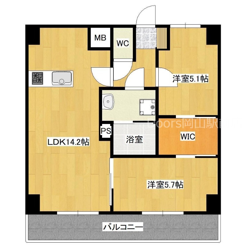 岡山市南区青江のマンションの間取り