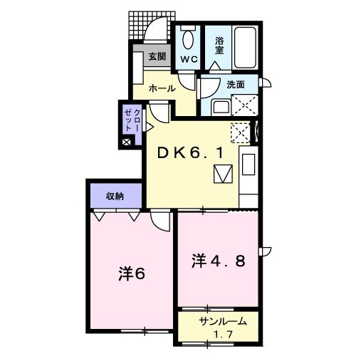 敦賀市山泉のアパートの間取り