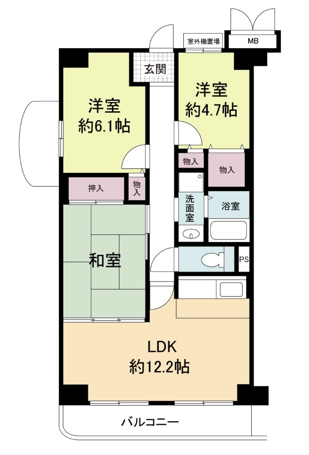 八尾市跡部本町のマンションの間取り