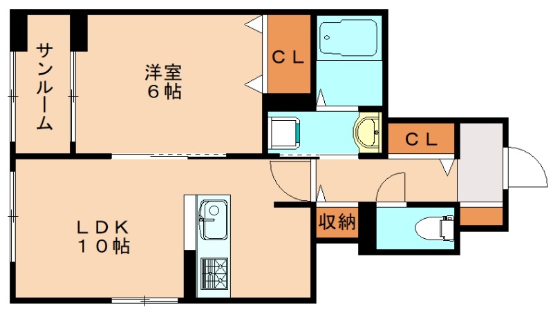 糟屋郡志免町南里のアパートの間取り