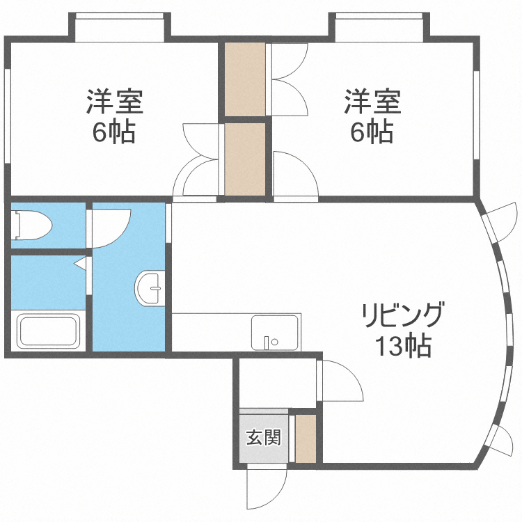 札幌市西区西野二条のアパートの間取り