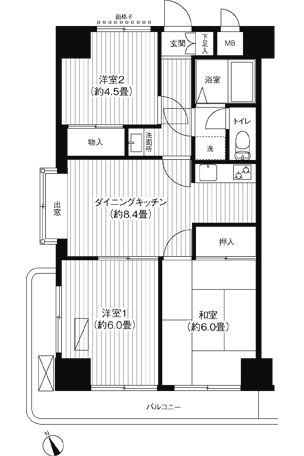 【船橋市二子町のマンションの間取り】