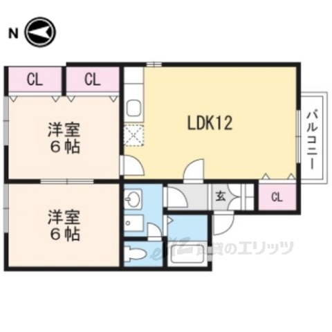 米原市下多良のアパートの間取り