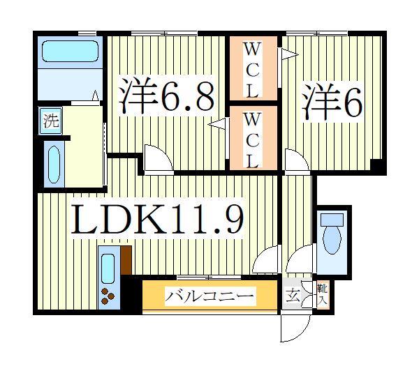 流山市大字木のアパートの間取り