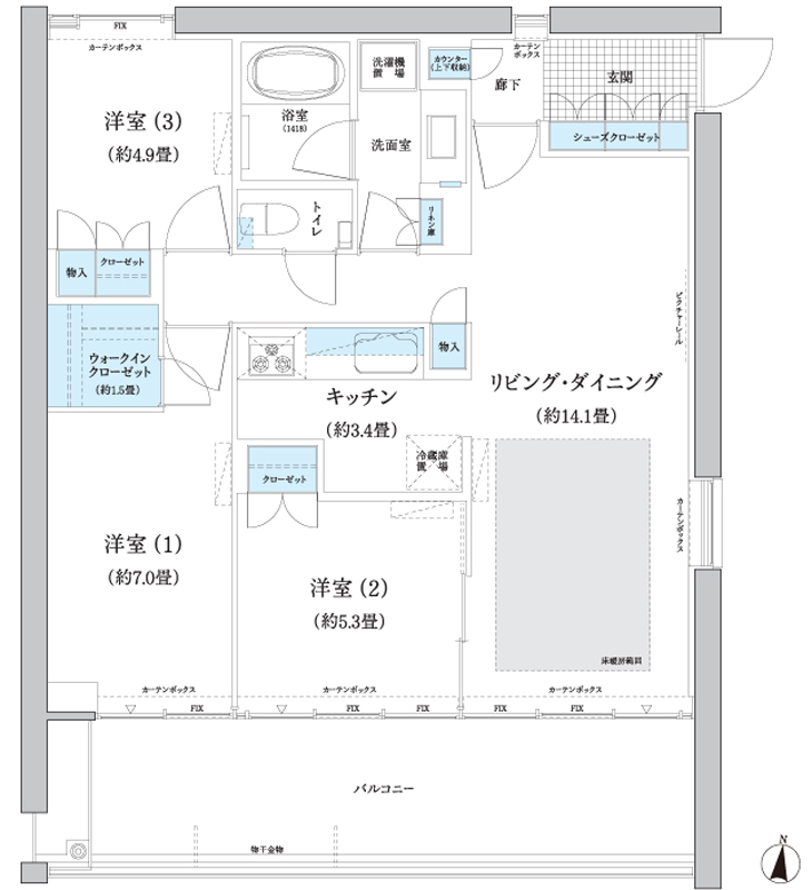 世田谷区砧のマンションの間取り