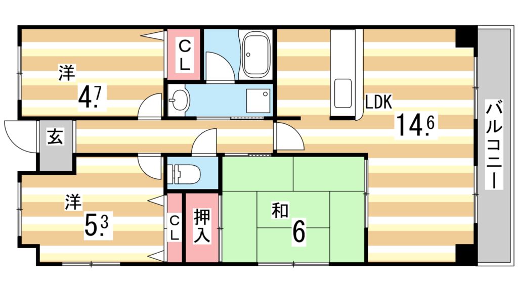 神戸市東灘区本庄町のマンションの間取り