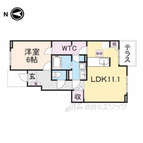 御所市大字東辻のアパートの間取り