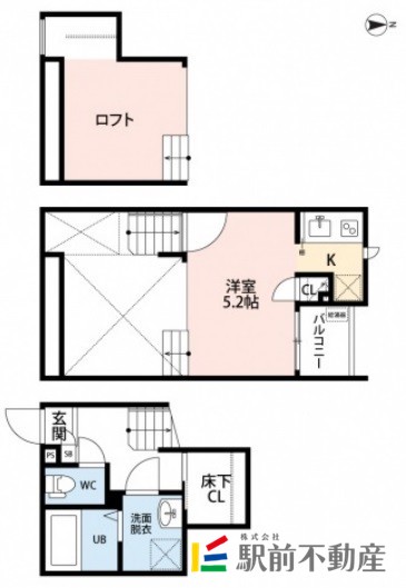 鳥栖市鎗田町のアパートの間取り