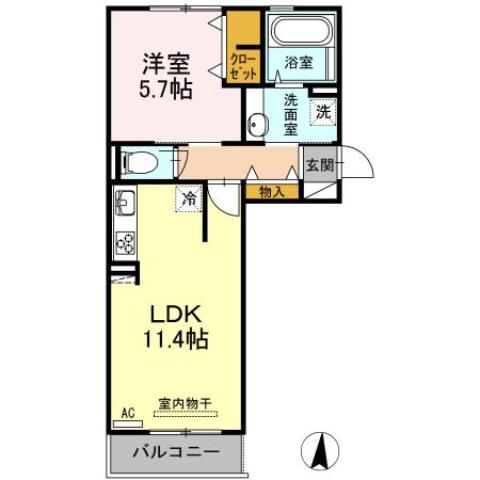 福山市神辺町大字新道上のアパートの間取り