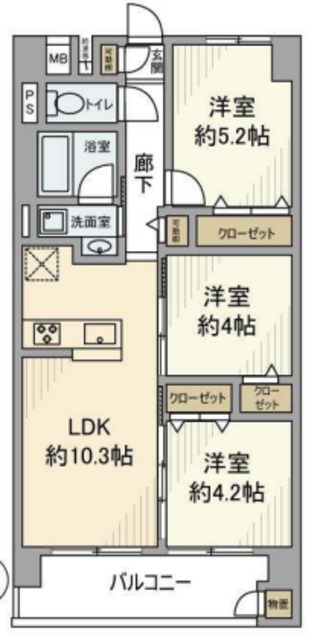 新宿区北新宿のマンションの間取り