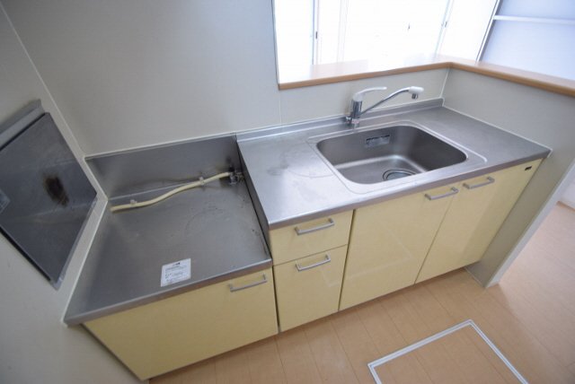 キッチン　都市ガスの２口ガスコンロ設置可