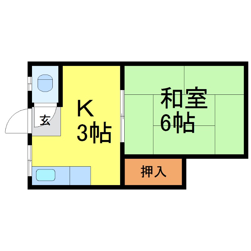 地下鉄名港線 六番町駅 徒歩5分 2階建 築56年の間取り写真