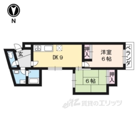 京都市西京区桂徳大寺町のマンションの間取り