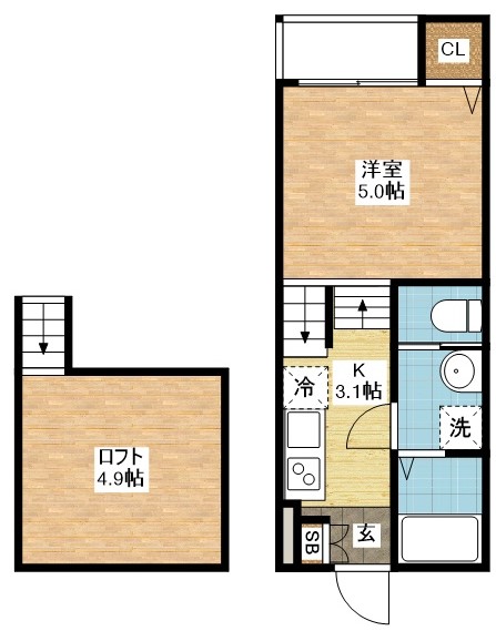 長崎市弥生町のアパートの間取り