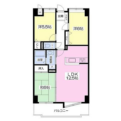 北九州市小倉南区星和台のマンションの間取り