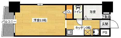 広島市南区東荒神町のマンションの間取り